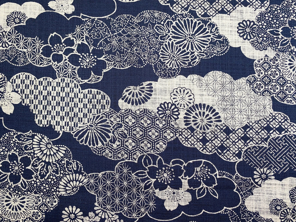Sevenberry Japanese Cotton Fabric – Kumotori Clouds, Uneven Thread Cloth