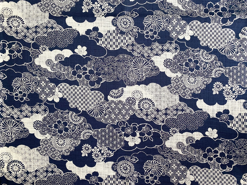 Sevenberry Japanese Cotton Fabric – Kumotori Clouds, Uneven Thread Cloth