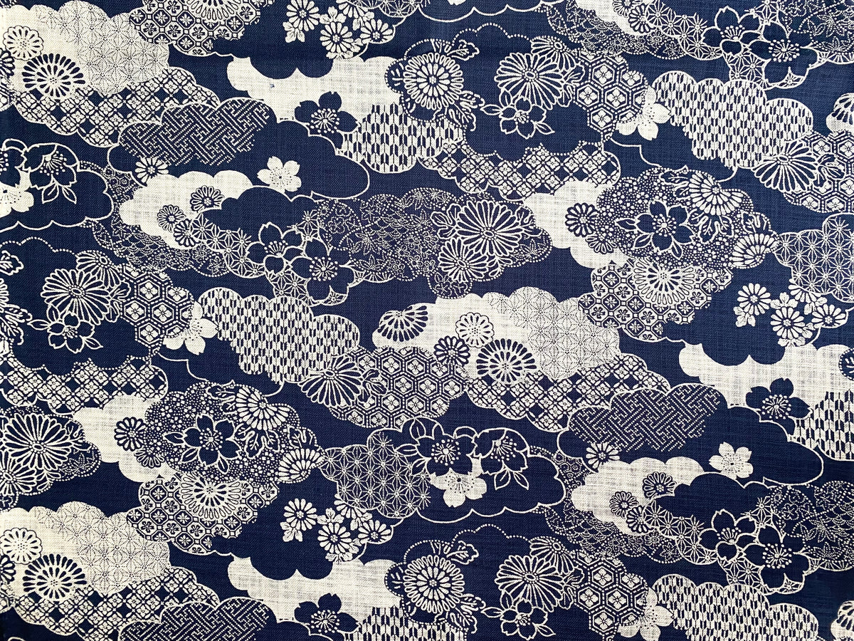 Sevenberry Japanese Cotton Fabric – Kumotori Clouds, Uneven Thread Cloth
