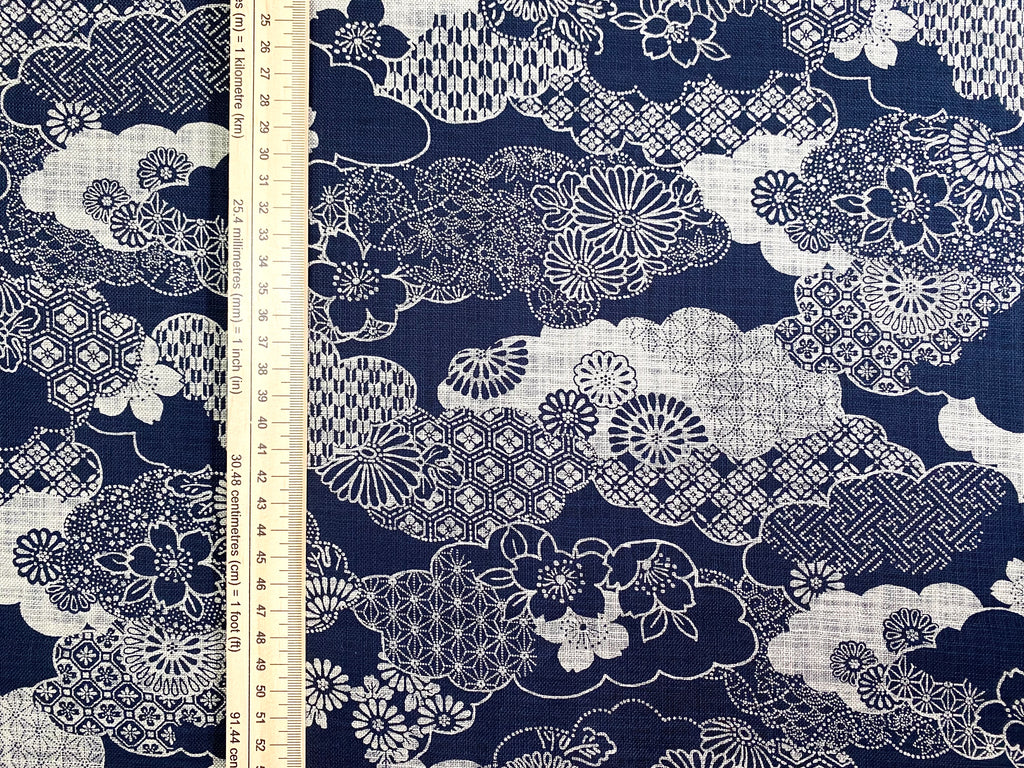 Sevenberry Japanese Cotton Fabric – Kumotori Clouds, Uneven Thread Cloth