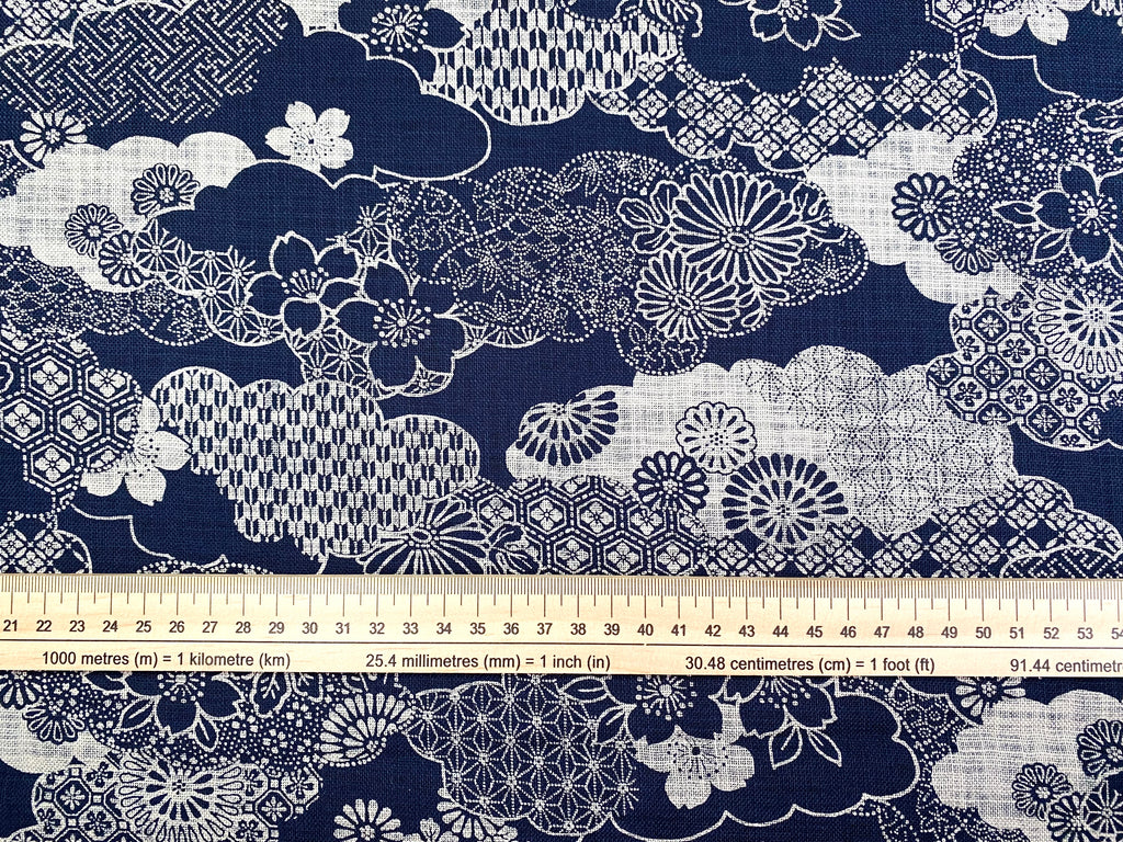 Sevenberry Japanese Cotton Fabric – Kumotori Clouds, Uneven Thread Cloth
